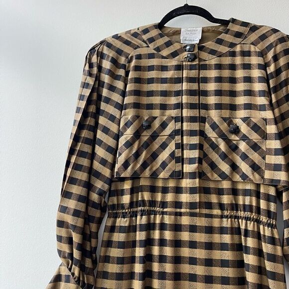 Vintage Francesca of Damon Starington Saks 100% Silk Secretary Brown Dress - siz - Picture 5 of 7